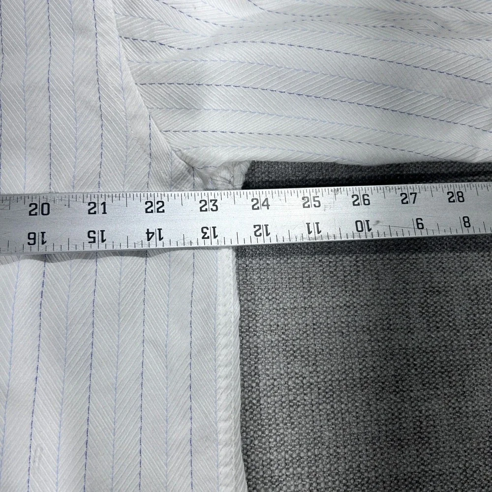 Ecko Unltd Button Down Shirt Mens XL‎ White Good Embroidered Pinstripe Y2K